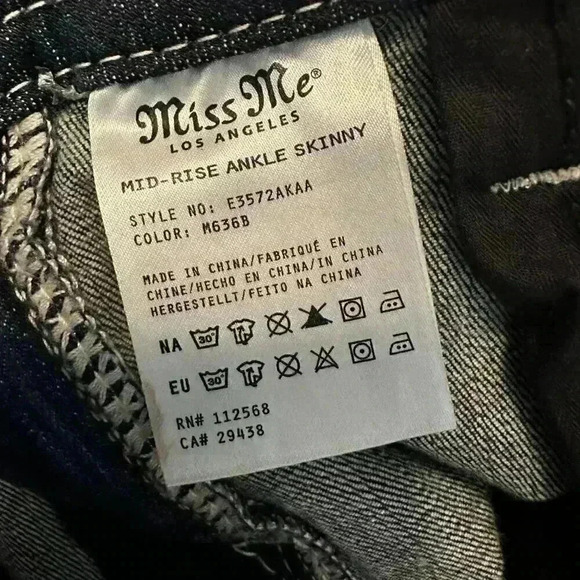 MISS ME Signature Denim Jeans Womens Size 27 Distressed Bling Blue Ankle Skinny - Picture 9 of 10